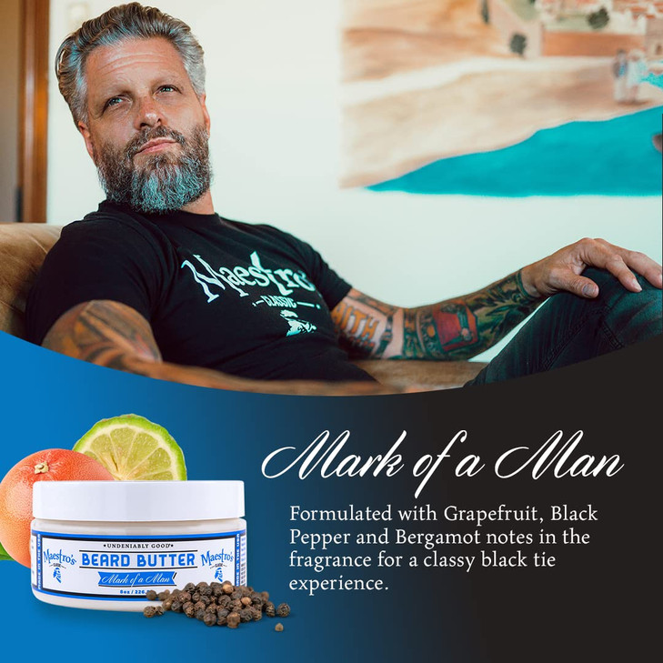 Maestros Classic BEARD BUTTER AntiItch Extra Soothing Hydrating Beard Creme For All Beard Types Lengths Mark of a Man Bl