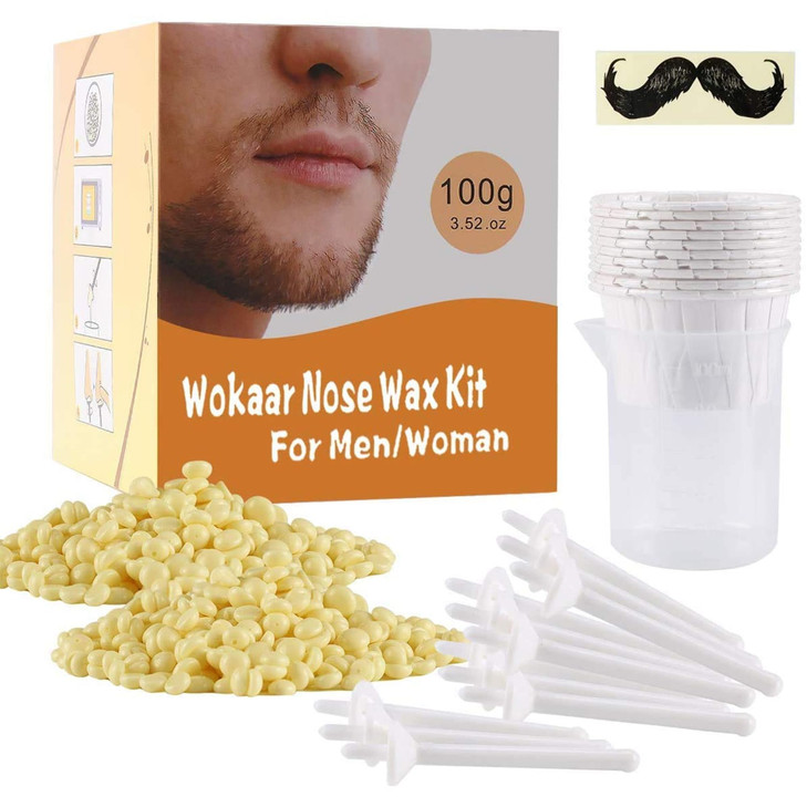 Wokaar Nose Wax Kit for Men Women 100g Wax 30 Applicators 1520 Uses Painless Nasal Ear Hair Removal Fast 3Min Removal Sa
