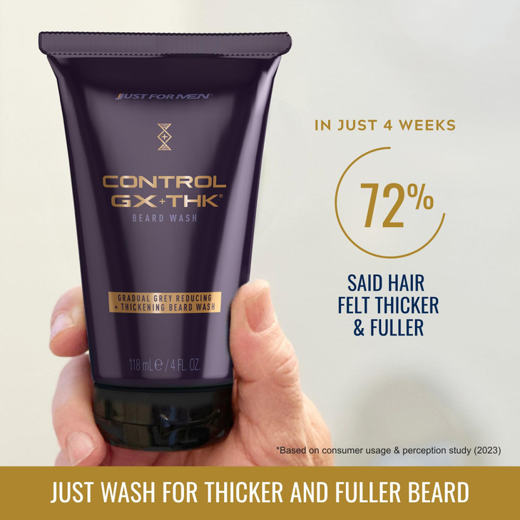 Just for Men Control GX THK Thickening Beard Wash with Grey Reduction Alpha Keratin Helps Beard Growth Thickens Hair Up
