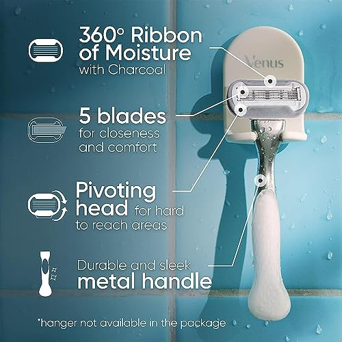 Gillette Venus Extra Smooth Charcoal Womens Razor Handle 4 Blade Refills