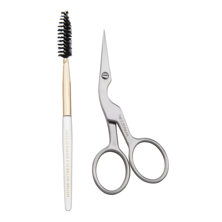 Tweezerman Brow Shaping Scissors and Brush Stainless Steel Eyebrow Trimming Scissors for Women and Men