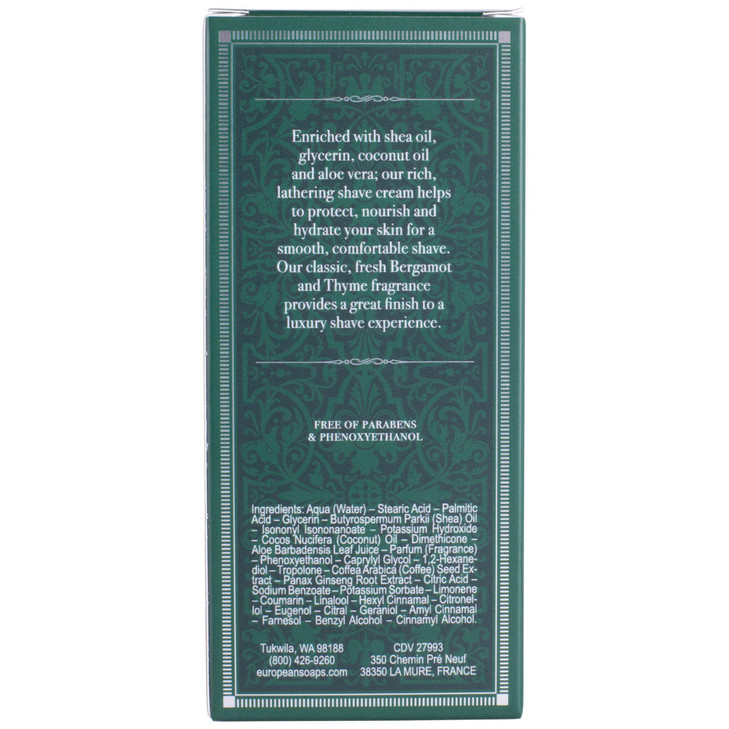 Pre de Provence Bergamot Thyme Mens Fragrance Collection Shave Cream 75 ML