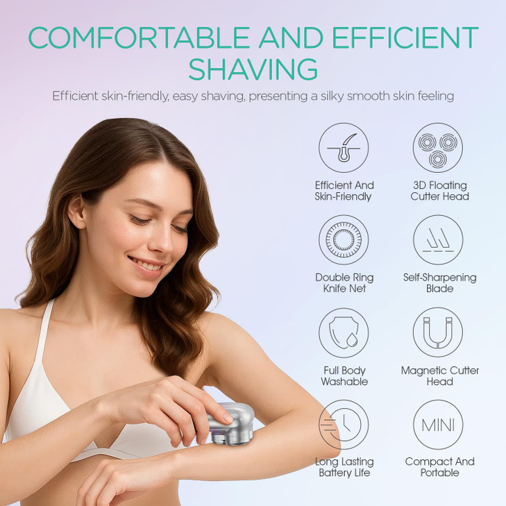 VOYOR Electric Razors for Women 3D Floating Blade Shaver for Women Electric Shaver for Legs Bikini and Body Facial Hair