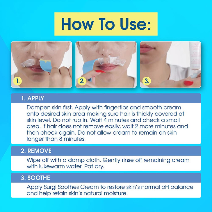 Surgiwax Facial Hair Removal Cream Hair Remover for Face 1 Ounce Tubes Pack of 3