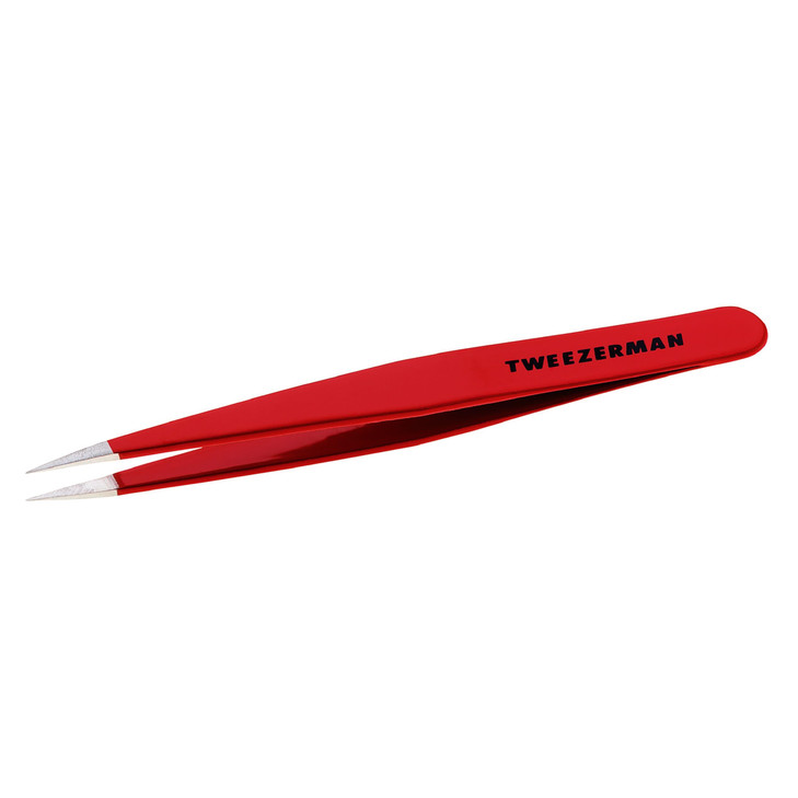 Tweezerman Stainless Steel Point Tweezer Eyebrow Precision Tweezers Facial and Ingrown Hair Removal Signature Red