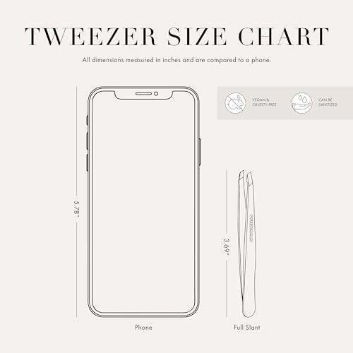 Tweezerman Black Stainless Steel Slant Tweezer Eyebrow Tweezers for Women and Men