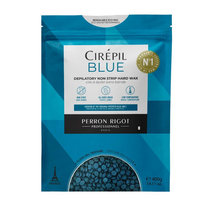 Cirepil Blue 400g 1411 oz Hard Wax Beads Bag Face Body Wax Unscented No Strip Needed Perfect for Sensitive Skin Brazilia