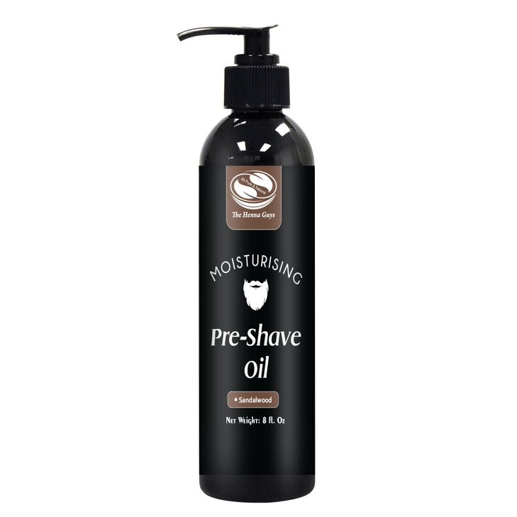 The Henna Guys 8 fl Oz PreShave Beard Conditioning Oil for Men Sandalwood Scent with Jojoba Argan Marula Oils Free from