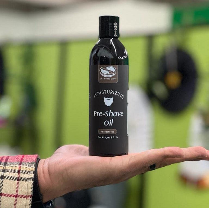 The Henna Guys 8 fl Oz PreShave Beard Conditioning Oil for Men Sandalwood Scent with Jojoba Argan Marula Oils Free from