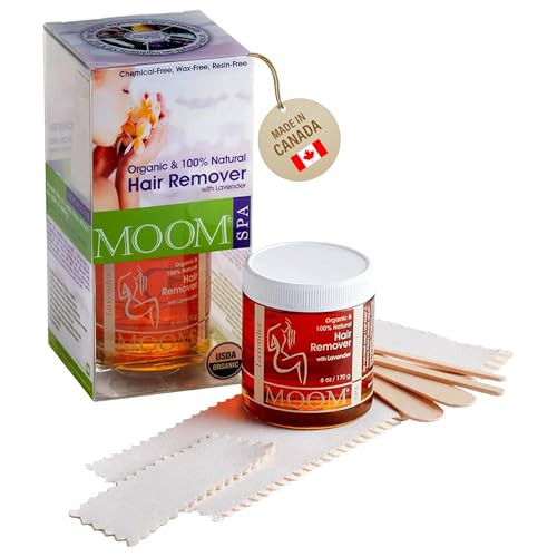 MOOM Glaze Waxing Kit with Lavender 6 oz Jar Sugar Wax Kit with 18 Reusable Fabric Strips Alternative to Wax Strips Lase