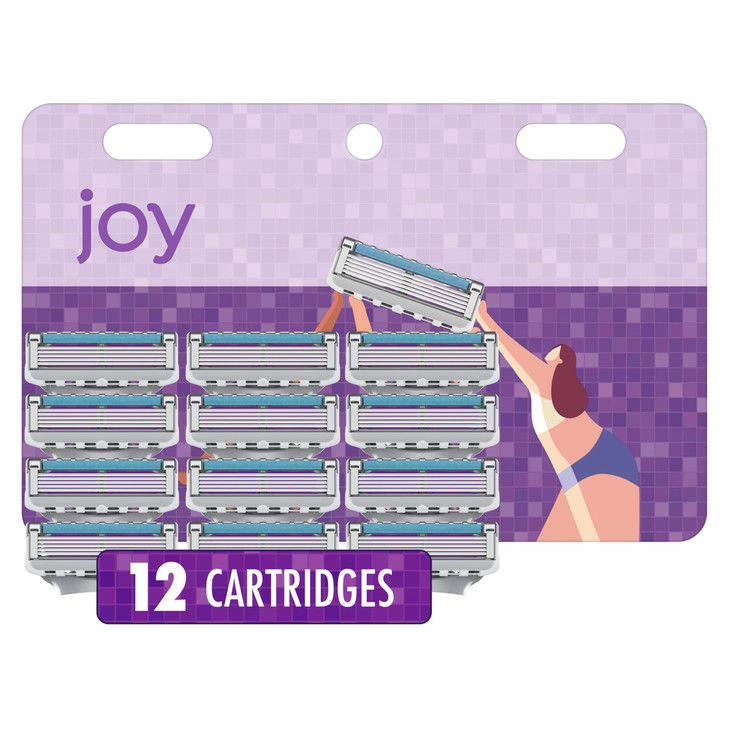 joy Womens Razor Blade Refills 12 Count Purple Lubrastrip to Help Avoid Skin Irritation