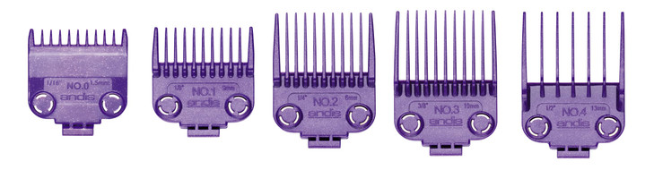 Andis 01410 Professional Master Clipper Guards Dual Magnet Comb Set Small fits for MBA MC2 ML PM PM4 Waterproof Purple S