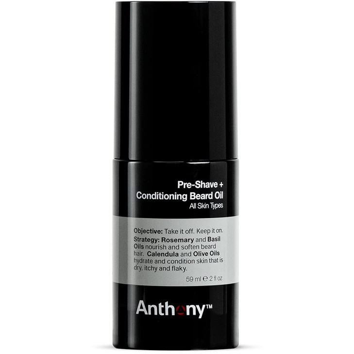 Anthony PreShave and Conditioning Beard Oil 2 Fl Oz Contains Rosemary Basil Olive and Calendula Oils Hydrates Softens No