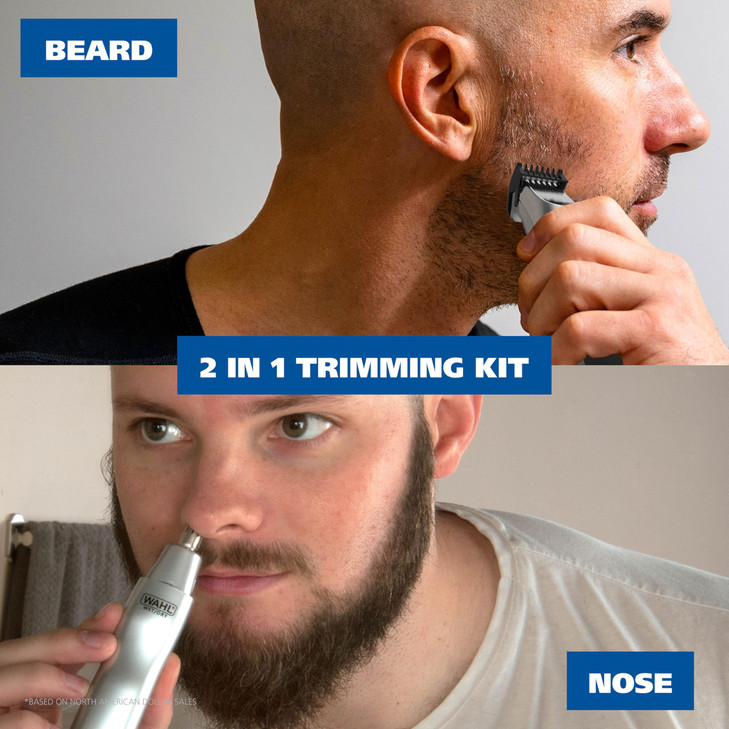 Wahl Groomsman Rechargeable Beard Trimmer kit for Mustaches Nose Hair and Light Detailing and Grooming with Bonus WetDry