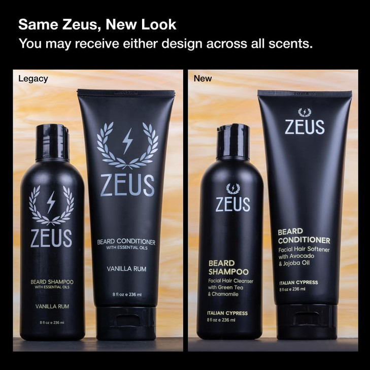 ZEUS Beard Wash Set for Men Shampoo Conditioner Duo with Green Tea Essential Oils Hydrates Softens Strengthens Beard Hai