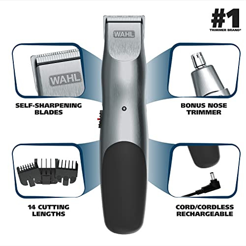 Wahl Groomsman CordCordless Hair Trimmer kit for Men for Mustaches Hair Nose Hair and Light Detailing and Grooming with