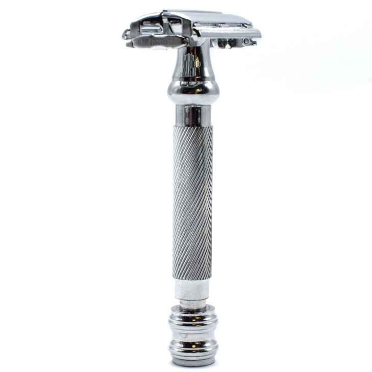 Parker 99R Chrome Long Handle Heavyweight Butterfly Open Double Edge Safety Razor for Men 5 Parker Premium Platinum Doub