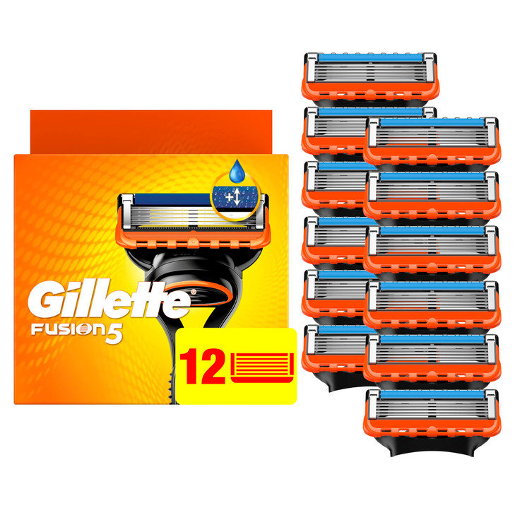 Gillette Fusion5 Razor Blade Refills for men 12 Count 5Bladed with Lubrication Strip and Precision Trimmer