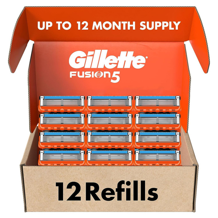 Gillette Fusion5 Mens Razor Blade Refills 12 Count Lubrastrip for a More Comfortable Shave