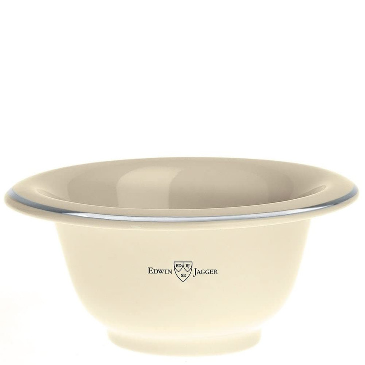 Edwin Jagger Porcelain Shaving Bowl Ivory Color with Silver Rim