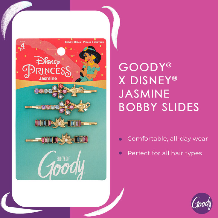 GOODY Bobby Pins - 4 Count, Disney Princess, Jasmine - Slideproof Rhinestone Bobbies - Hair Accessories for Men, Women, Boys & Girls - Style With Eas online at globaldelivered