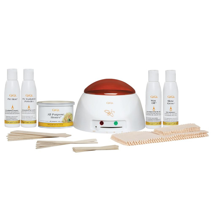 Gigi Student Starter Waxing Kit AllPurpose Honee Hair Removal Wax Kit with Wax Warmer Pre Post Care Muslin Strips and Ap