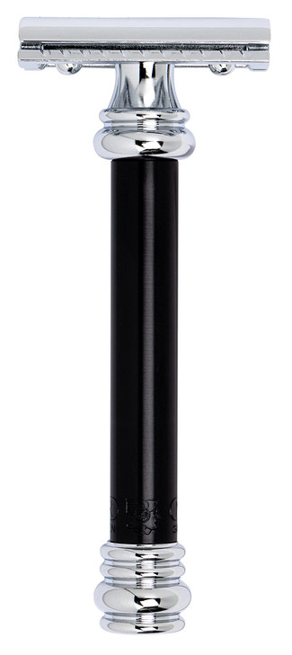 MERKUR 38B Double Edge Safety Razor Black Handle Extra Large Barber Pole Grip Brass Handle Made in Germany PlasticFree T