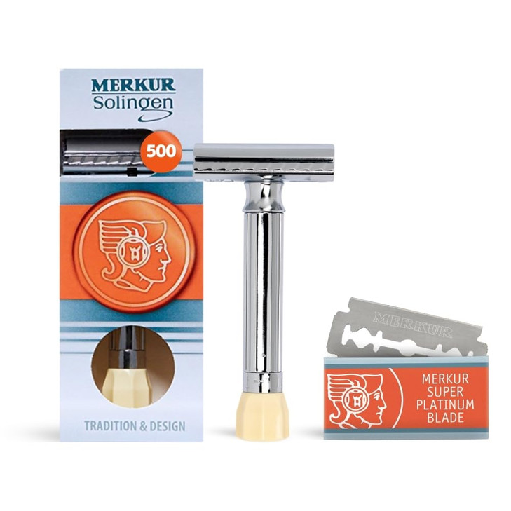 MERKUR Progress 500 Adjustable Double Edge Safety Razor Standard Handle Adjustable Razor With Dial Made in Germany Plast