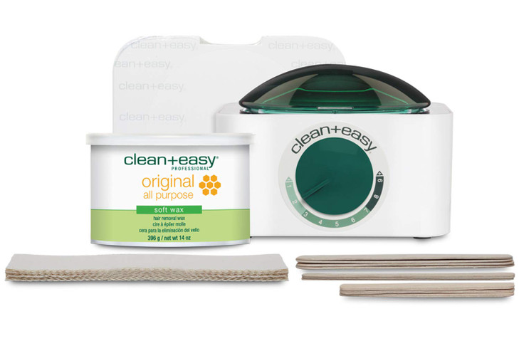 Clean Easy Mini Pot Waxing Kit for Women Soft Wax with Wax Warmer for Hair Removal Body Facial Hair Sensitive Skin Inclu
