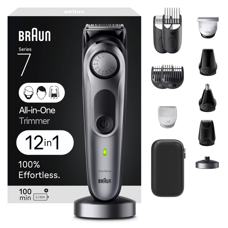 Braun AllinOne Mens Shaving Kit Series 7 7440 12in1 Beard Face Nose Ear Trimmer Hair Clippers Body Groomer and Manscapin