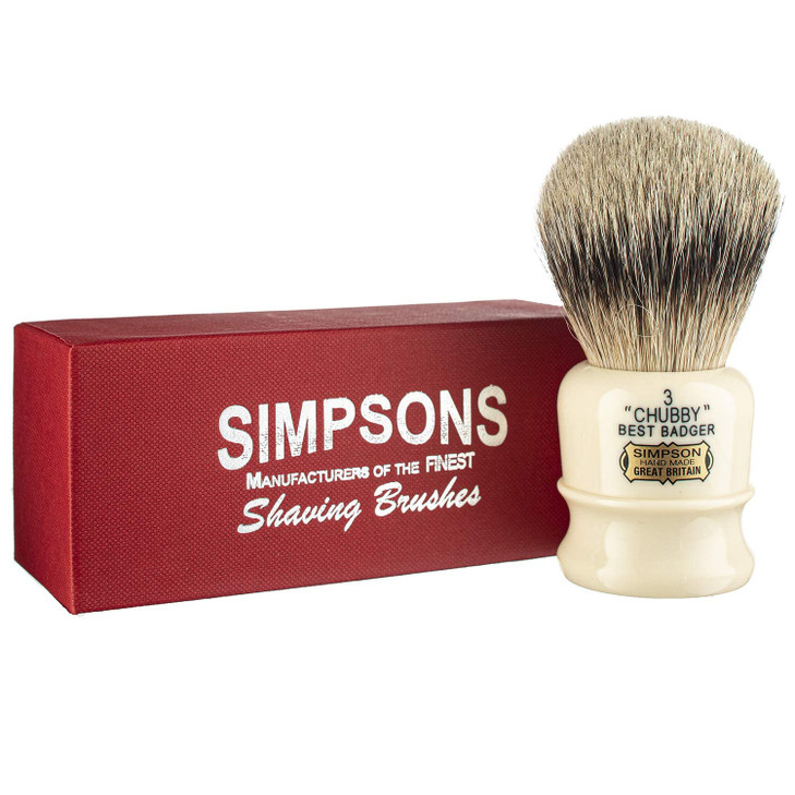 Simpsons Chubby 1 Best Shaving Brush CH1 High Density Knot HandTurned Ivory Handle Simpson Shaving Brushes Wet Shave Del