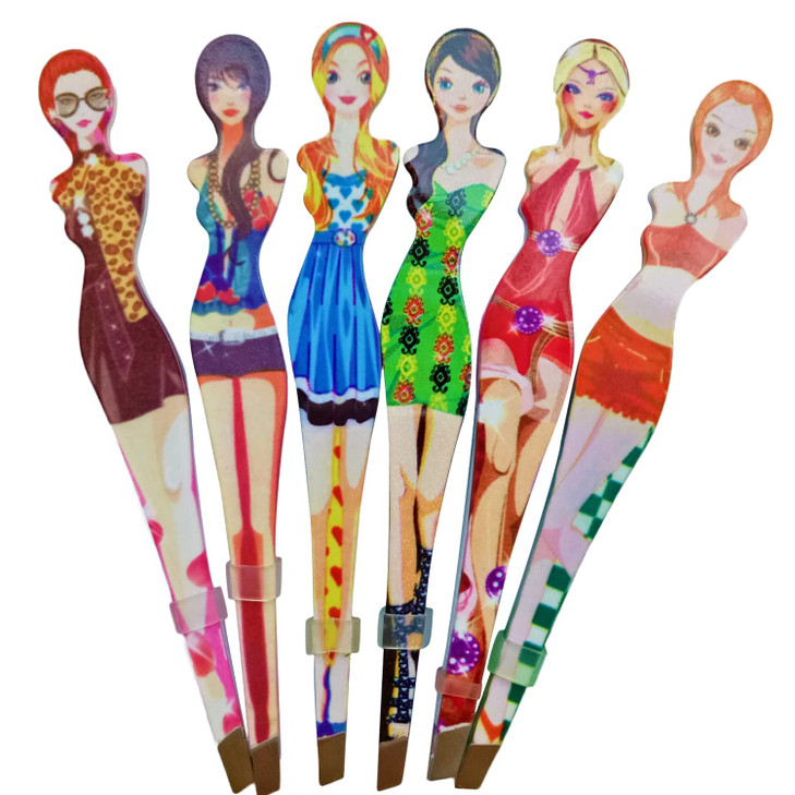 Tvoip 6Pcs Professional Girl Eyebrow Tweezer Stainless Steel Slanted Eyebrow Tweezers Eyebrows Hair Remover Tools Cosmet