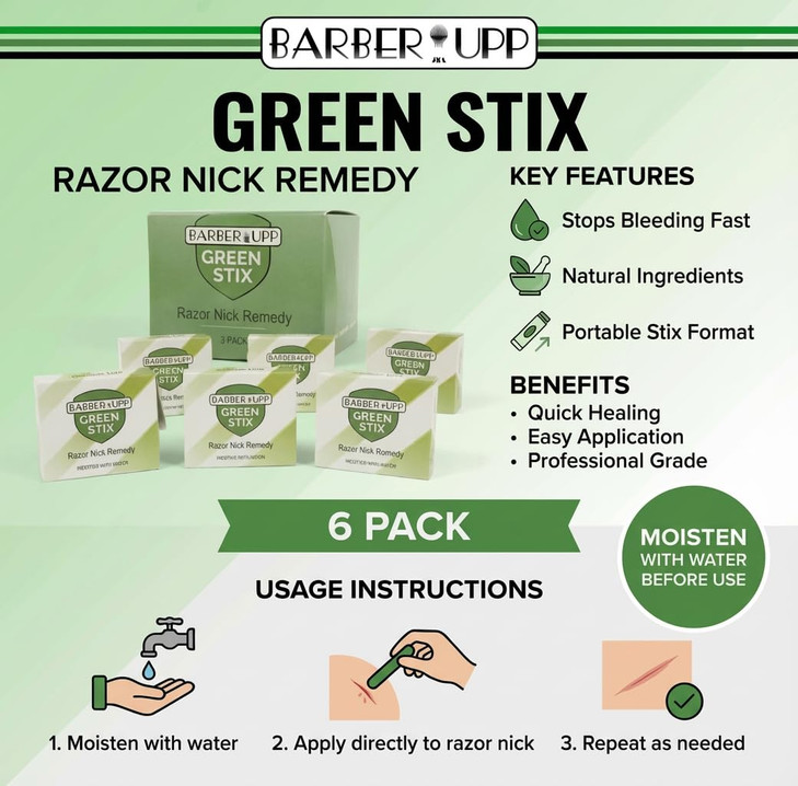 Styptic Sticks for Razor Nicks 6 Pack 120 Green Stix Stops Bleeding Shaving Accessories for Men Women Disposable Sanitar