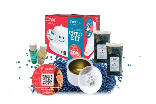 Cirepil Waxing Kit Introduction Waxing Kit Heater Blue wax Beads Pre Post products an Empty Tin The Best Temperature for