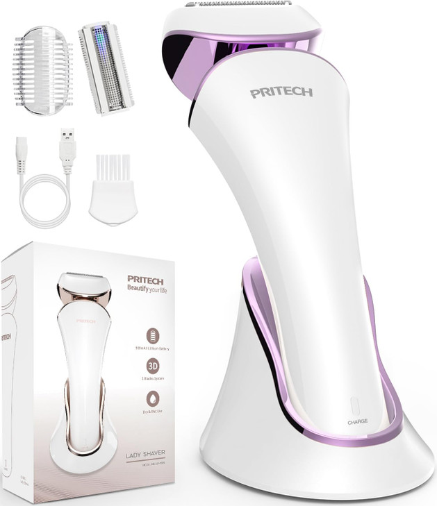 PRITECH Electric Razor for Women Rechargeable Shaver for Women Portable Lady Shaver for Legs Arm Underarms Bikini USB Re