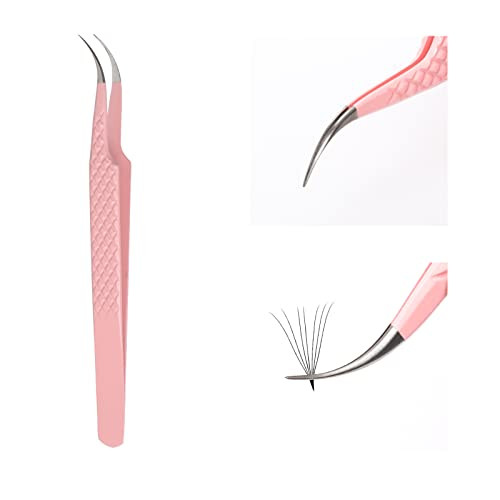 Eyelash Extension Tweezers FADLASH Volume Lash Tweezers Precision Curved Tip Lash Extension Tweezers Isolation Volume Te