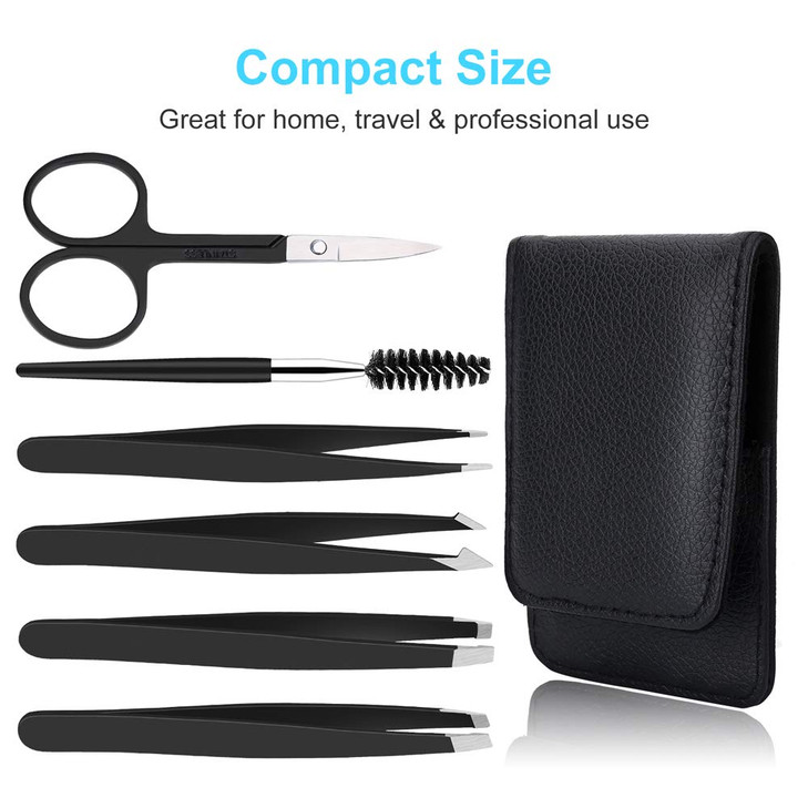 UUBAAR 6 PCS Professional Tweezers Set Stainless Steel Precision Tweezer Kit for Eyebrows Facial Hair Ingrown Hair Splin