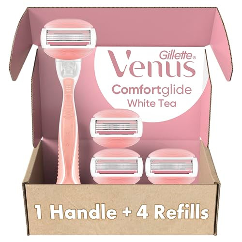 Gillette Venus ComfortGlide White Tea Womens Razor Handle 4 Blade Refills
