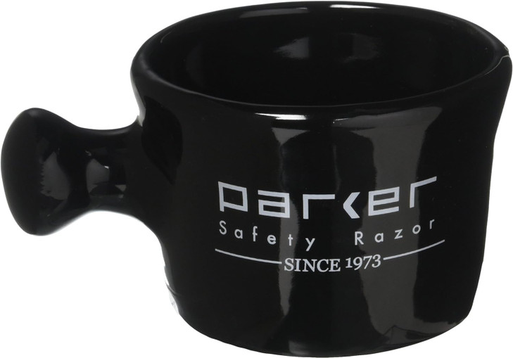 Parker Deluxe Stoneware Apothecary Shaving Mug for use with up to 3 Shave Soaps and Lathering Shave Creams Handmade in t