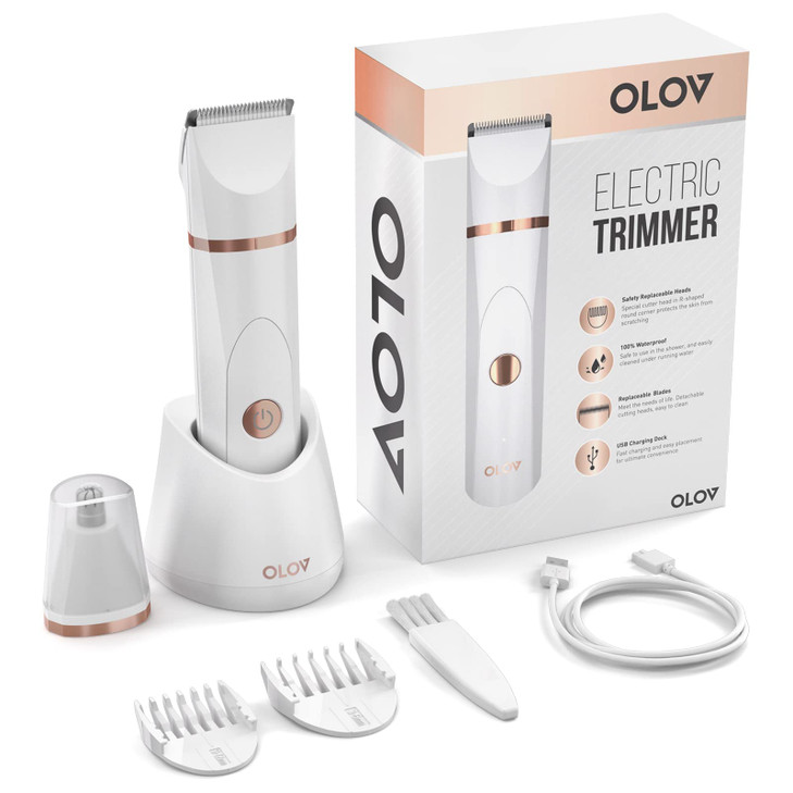 OLOV Electric Body Hair Trimmer Groin Trimmer for Men Bikini Trimmer Women WetDry Shaver Groomer Replaceable Ceramic Bla