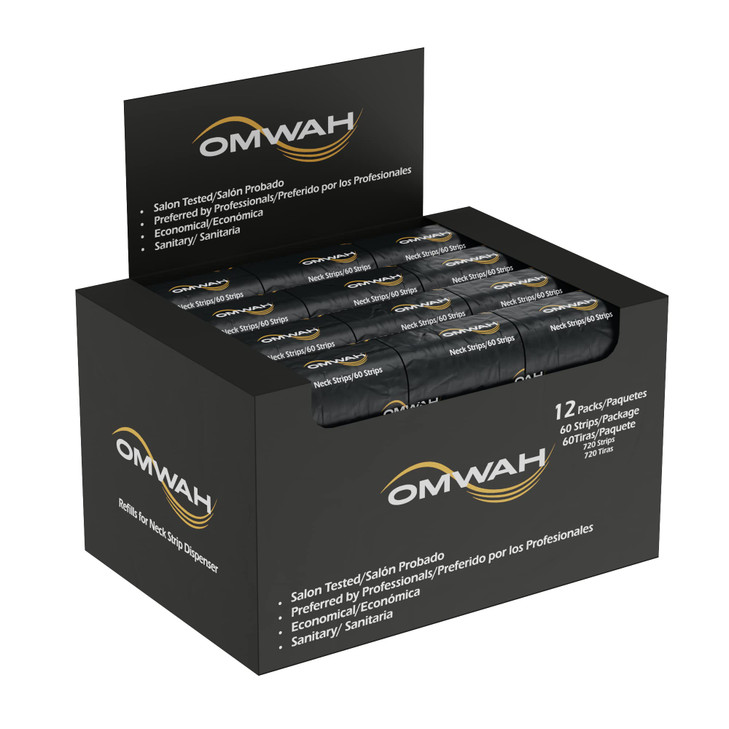 OMWAH Professional Neck Strips 1 Carton 720 Pieces 12 Packs With 60 Per Pack for Hair Cutting Barber and Salon Use
