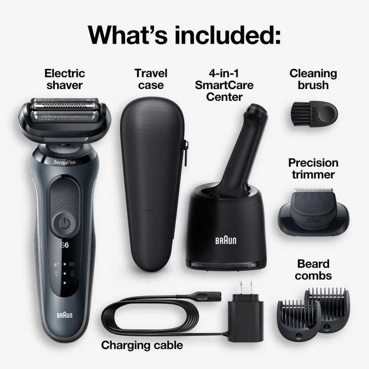 Braun Series 6 6075cc Electric Shaver with SmartCare Center and Precision Trimmer Wet Dry Rechargeable Cordless Foil Sha
