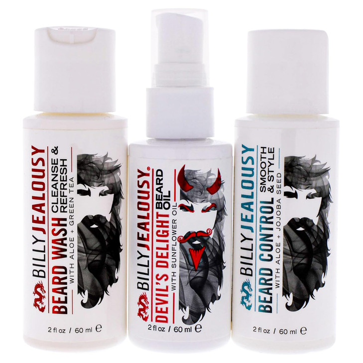 Billy Jealousy Wicked Beard Trio Kit with Beard Wash LeaveIn Conditioner and Devils Delight Oil to Cleanse Nourish Softe