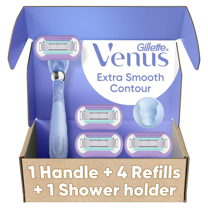 Gillette Venus Deluxe Smooth Swirl Womens Razor Handle 4 Blade Refills Flexible Handle and Pivoting Head