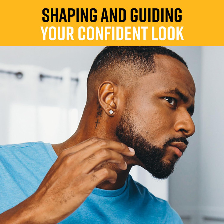 The Cut Buddy PLUS Beard Shaping Tool Clear Template with Builtin Comb and Bonus Pencil Ideal for Hairline Beard and Mus