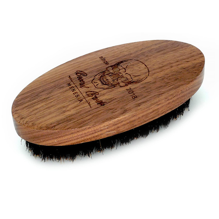 Menesia Black Walnut Wood Boar Bristle Hair Beard Brush for Men Pocket Travel Mens Wooden Small Soft Beard Brush Black W