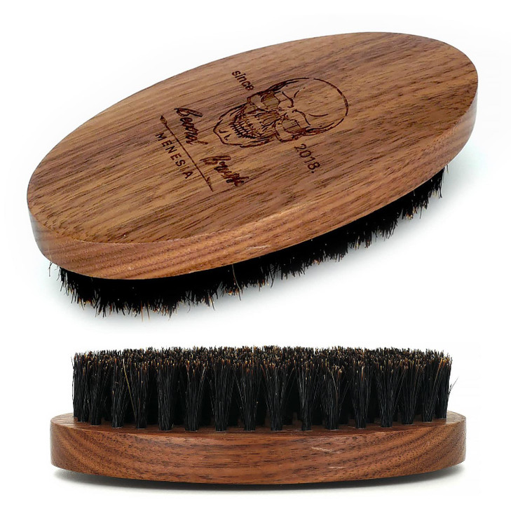 Menesia Black Walnut Wood Boar Bristle Hair Beard Brush for Men Pocket Travel Mens Wooden Small Soft Beard Brush Black W