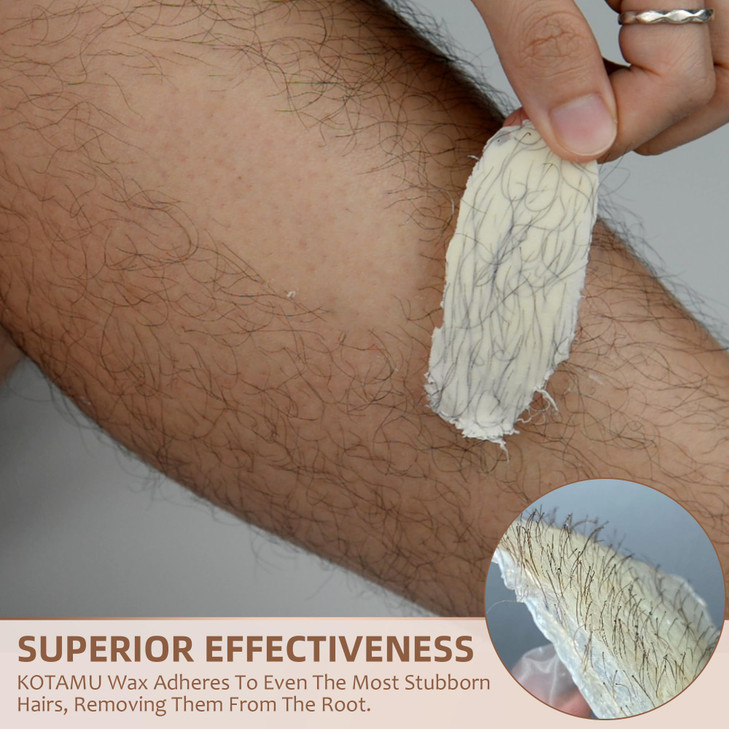 KOTAMU Hard Wax Beads for Hair Removal 1lb Sensitive Skin Thick Hair Formula for Full Body Face Chest Back Leg Bikini Br