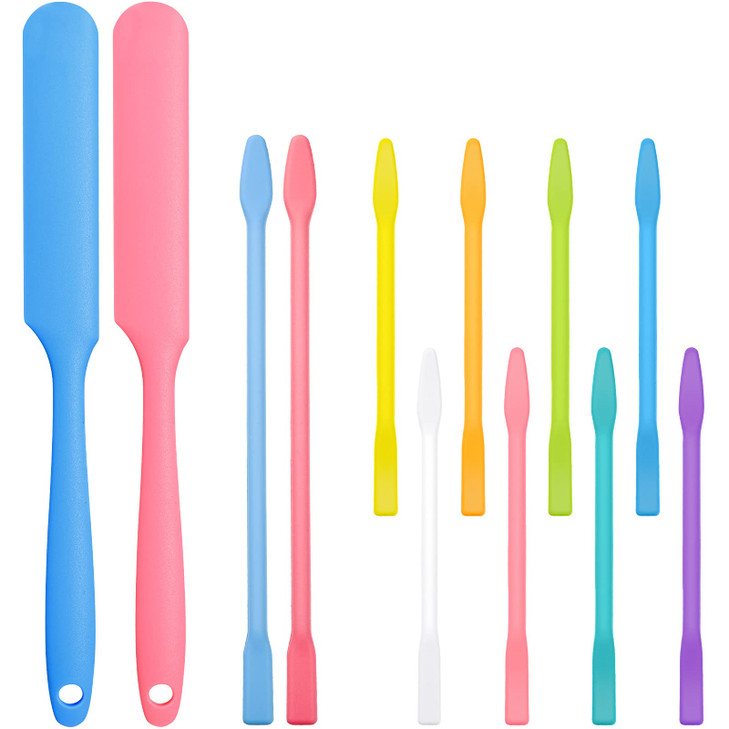 Patelai 12 Pieces Wax Sticks Silicone Waxing Spatulas for Hair Removal Reusable Silicone Applicator Different Sizes Scra