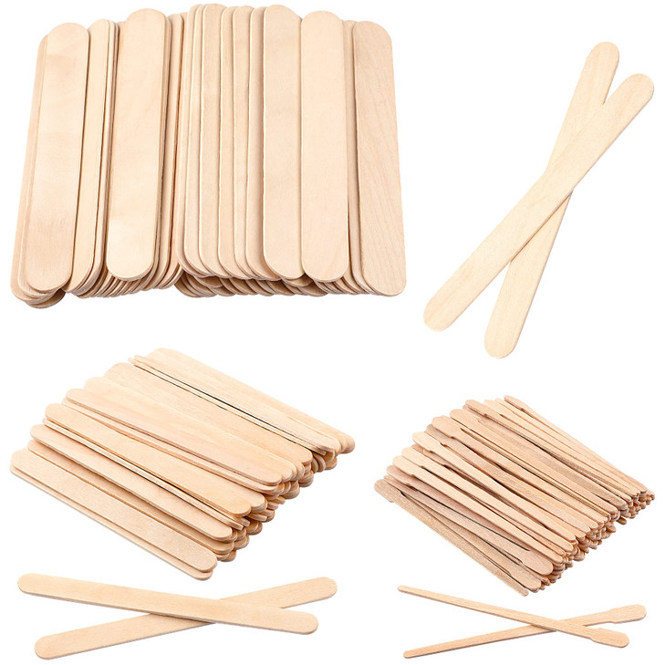 JANYUN 150 Pcs Assorted Style Eyebrow Wax Sticks Waxing Applicator Wooden Wax Spatulas Kit for Face and Small Hair Remov